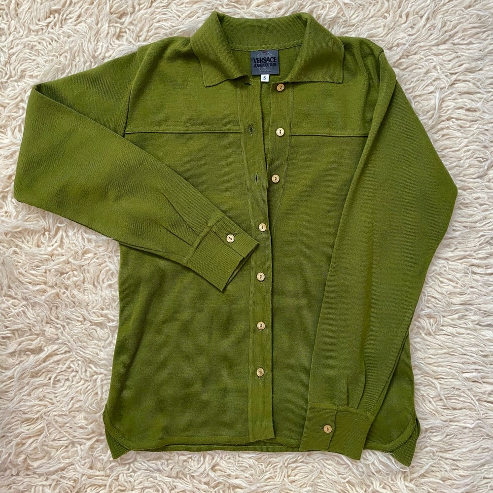 Vintage Y2K Versace Jeans Knit Button Down, S